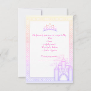 Cartons Réponse CHÂTEAU ROSE arc-en-ciel PRINCESS FÊTE D'ANNIVERSA