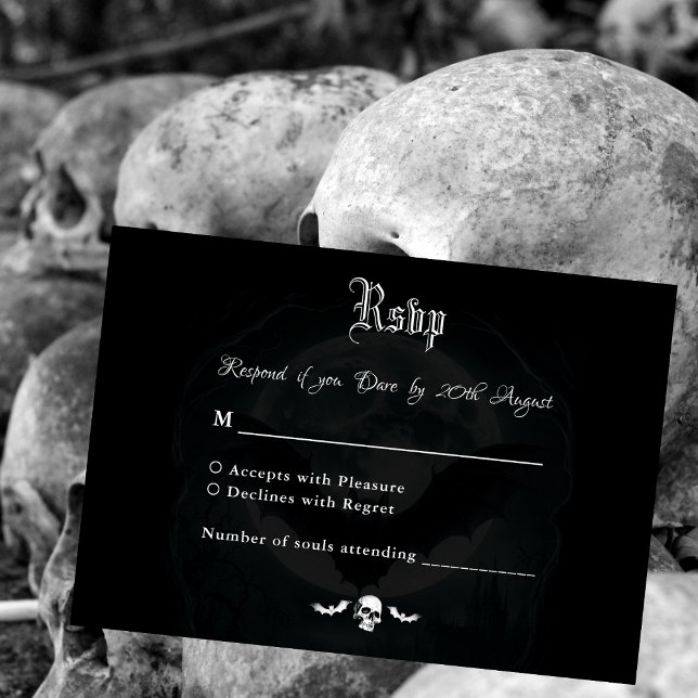 Cartons Réponse Chauve-souris crâne simple Lune Mariage gothique f (Créateur téléchargé)