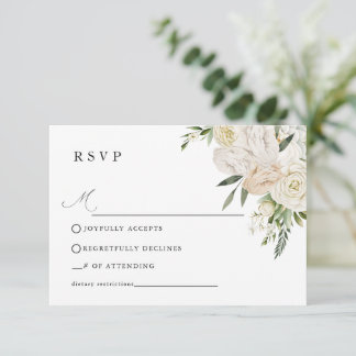 Cartons Réponse CHELSEA Watercolor White Blooms Wedding 