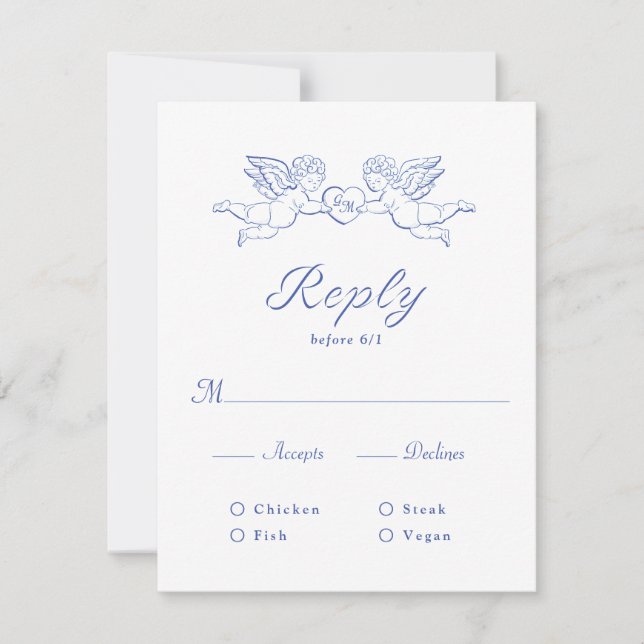 Cartons Réponse Cherub Cupid Couple Holding Heart Wedding Meal (Devant)