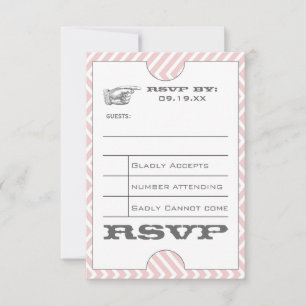 Cartons Réponse Chevron Zig Zag Rose Vintage Moderne Billet Mariag
