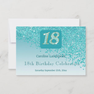 Cartons Réponse Chic 18 Anniversaire Turquoise Parties scintillant