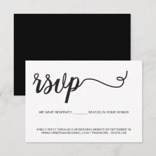 Cartons Réponse Chic Black White Mariage Sièges réservés