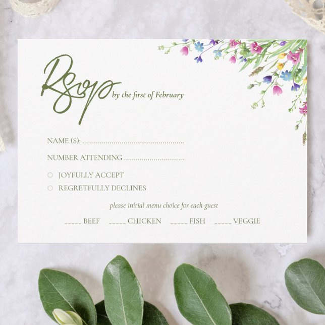 Cartons Réponse Chic boho simple Mariage fleur sauvage (Créateur téléchargé)