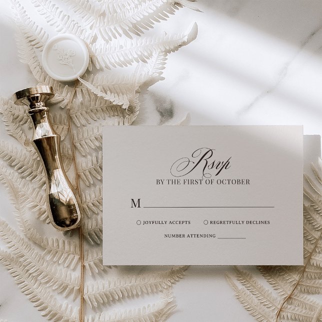 Cartons Réponse Chic Elegant Ivory and Brown Luxe Neutral Wedding (Créateur téléchargé)