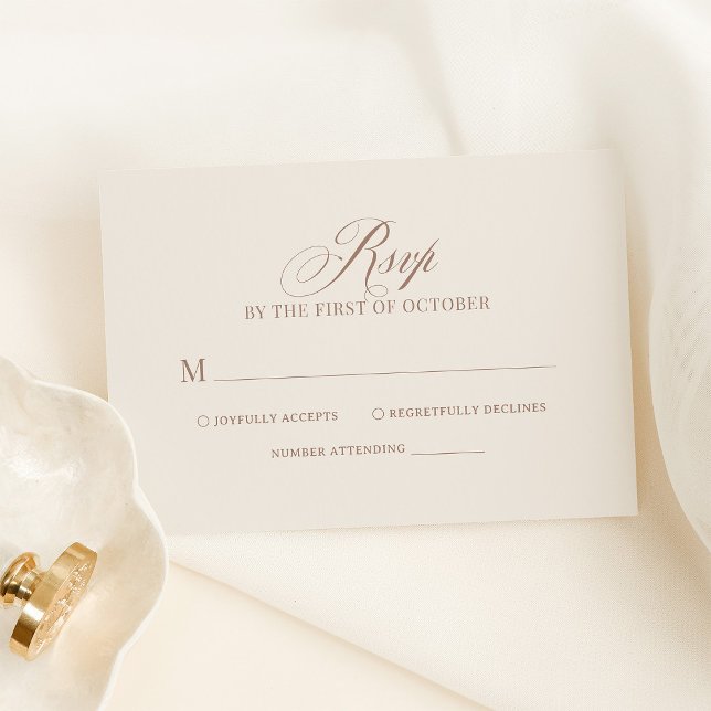 Cartons Réponse Chic Elegant Ivory and Taupe Luxe Neutral Wedding (Créateur téléchargé)
