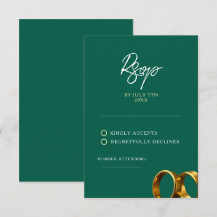 Cartons Réponse Chic Emerald Green Gold Rings Mariage