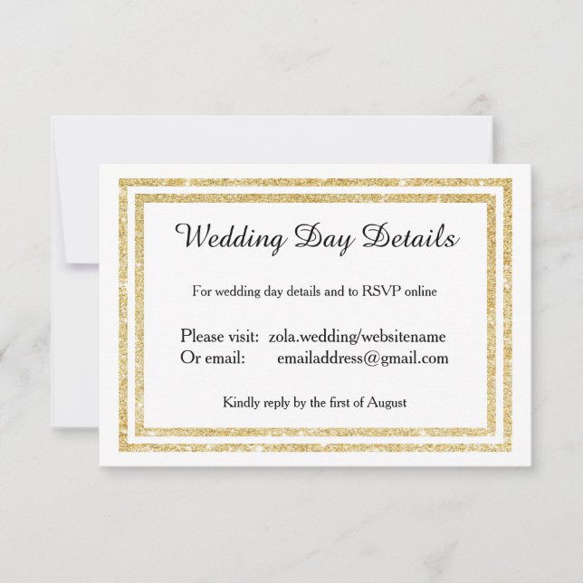 Cartons Réponse Chic Faux Gold Glittered Trim -Détails du jour de  (Devant)