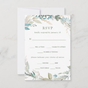 Cartons Réponse Chic Foliage Choix de repas mariage