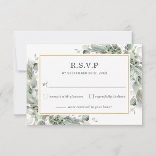 Cartons Réponse Chic Green Sage Gold Mariage de feuillage vert