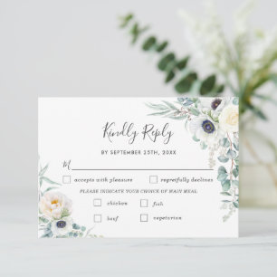 Cartons Réponse Chic ivoire Peony blanc Floral Mariage choix de re