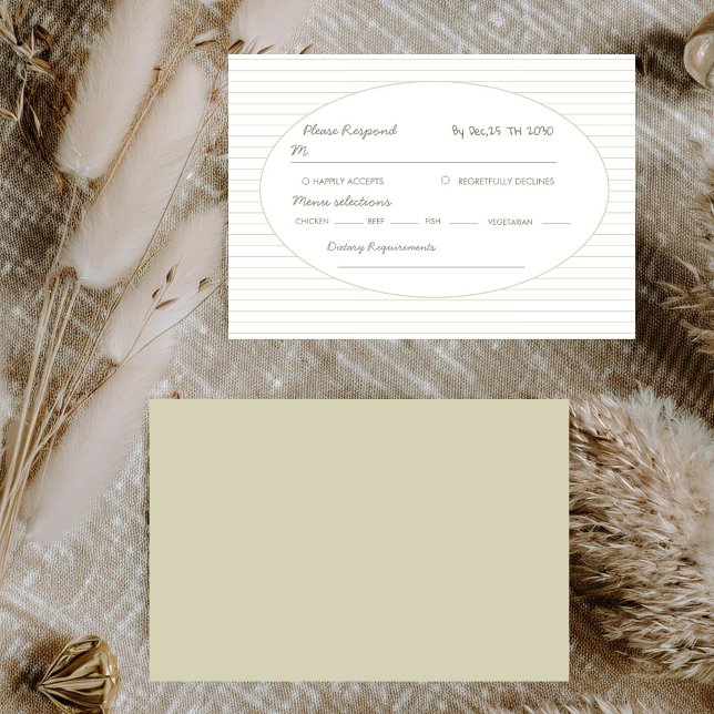Cartons Réponse Chic Minimalist Stripe Green Wedding  (Créateur téléchargé)