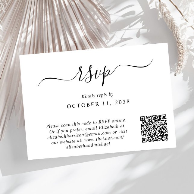 Cartons Réponse Chic Photo QR Code Mariage (Input your wedding website address to create a QR code for guests to scan to RSVP online)