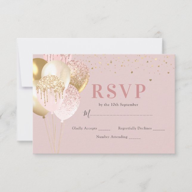 Cartons Réponse Chic Pink & Gold fête d'anniversaire (Devant)