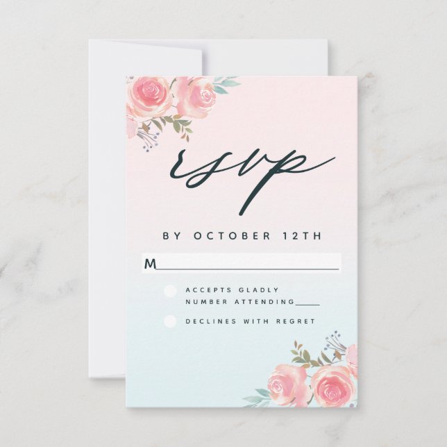 Cartons Réponse Chic Pink Ombre French Garden Floral Mariage (Devant)
