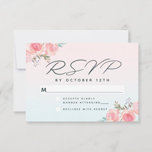Cartons Réponse Chic Pink Ombre French Garden Floral Mariage (Devant)
