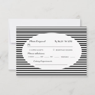 Cartons Réponse Chic Rayure Minimaliste Noir Blanc