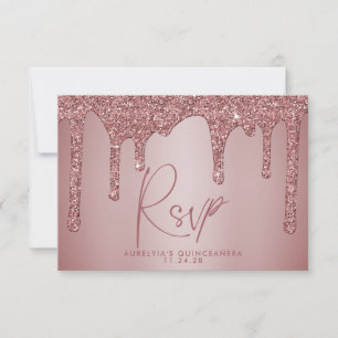 Cartons Réponse Chic Rose Parties scintillant or Sparkle Quinceañe