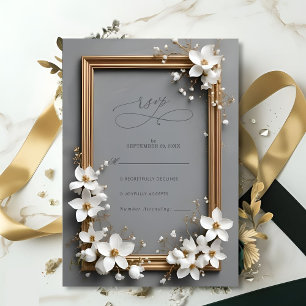 Cartons Réponse Chic Vintage Floral Golden Frame Mariage