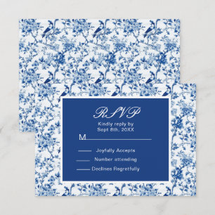 Cartons Réponse Chinoiserie Blue Birds and Flowers Mariage