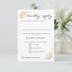 Cartons Réponse Choix alimentaires de Mariage campagnard noir et o