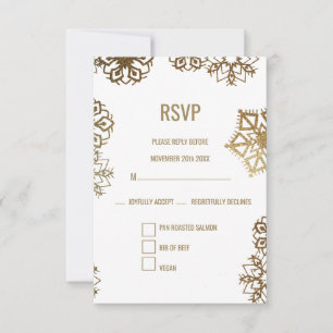 Cartons Réponse Choix de nourriture de mariage élégant or et blanc