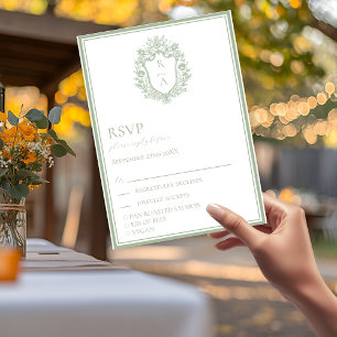 Cartons Réponse Choix de nourriture de mariage élégant vert sauge