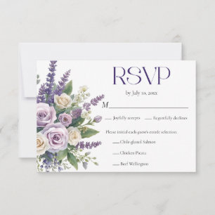 Cartons Réponse Choix de repas de mariage aux roses lavande violet