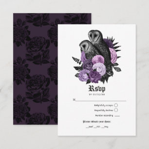 Cartons Réponse Chouettes vintages violettes de glam Mariage gothi