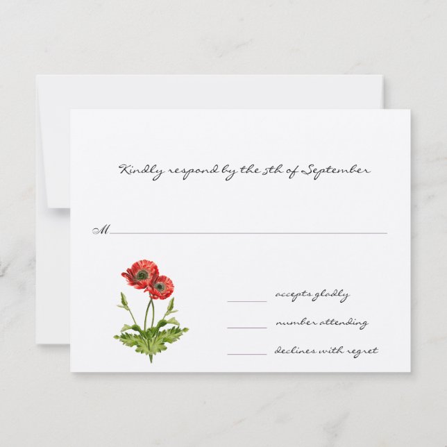 Cartons Réponse Christian Red Poppies Deux sont meilleur mariage R (Dos)
