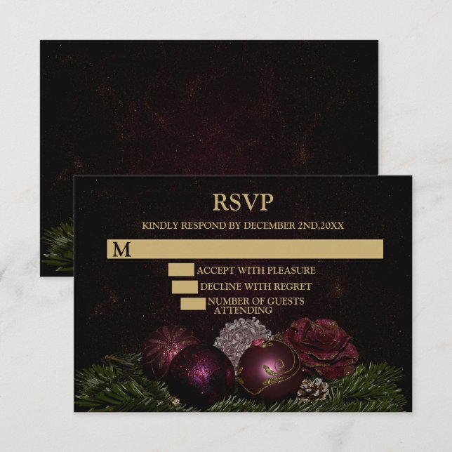 Cartons Réponse Christmas Party Pink Ornaments Green Leaves Black (Devant / Derrière)