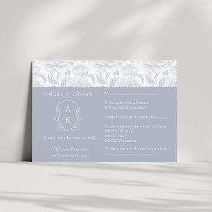 Cartons Réponse Cimier Monogramme Dusty Blue paysage Mariage