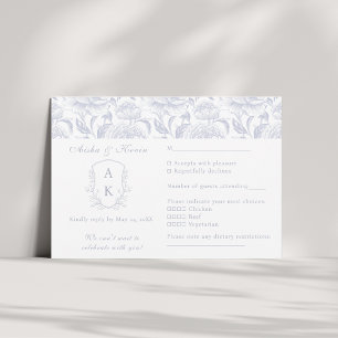 Cartons Réponse Cimier Monogramme Dusty Blue paysage Mariage