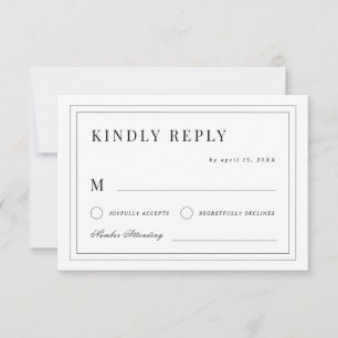 Cartons Réponse Cimier Monogramme Français Bow Ribbon Vintage Mari