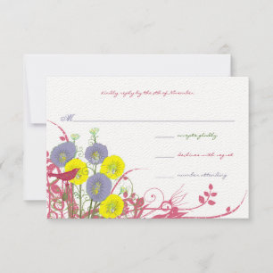 Cartons Réponse Citron Violet Jaune Profond rose Fleur Mariage