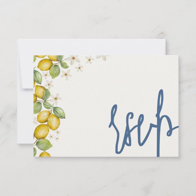 Cartons Réponse Citrons modernes Mariage bleu et jaune (Devant)