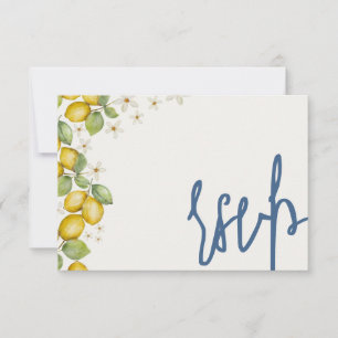 Cartons Réponse Citrons modernes Mariage bleu et jaune