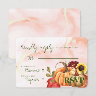 Cartons Réponse Citrouille d'automne Sunflower Cute Mariage de aut