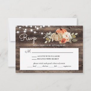 Cartons Réponse Citrouille Rustique Bois De Chute Mariage Avec Cho