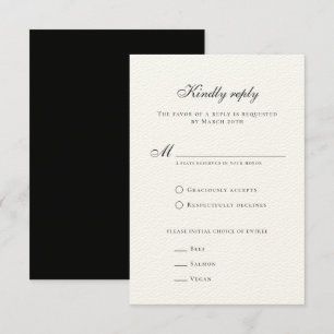 Cartons Réponse Classé Formal Elegant Noir Blanc Mariage