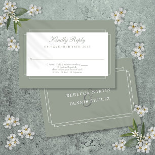 Cartons Réponse Classic Art Déco Sage Green Mariage