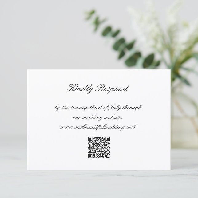 Cartons Réponse Classic Black and White QR Code Timeless Wedding (Debout devant)