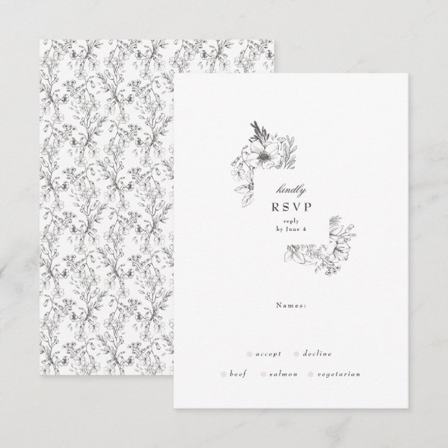Cartons Réponse Classic Botanical Floral Wreath (Devant / Derrière)