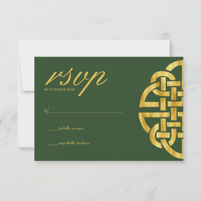 Cartons Réponse Classic Celtic Knot Green & Gold Handfasting (Devant)