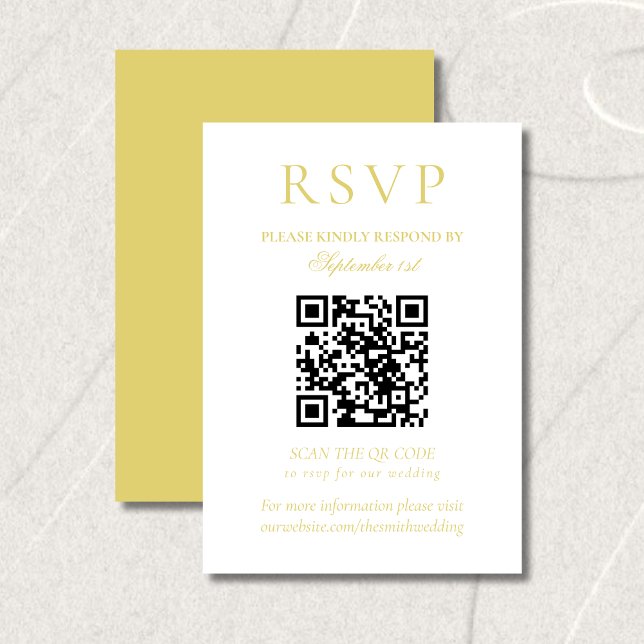 Cartons Réponse Classic Chartreuse Minimalist Wedding QR Code (Classic Chartreuse Minimalist Wedding QR Code RSVP Card)