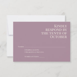 Cartons Réponse Classic Elegant Dusty Purple Mariage de typographi