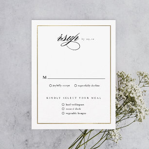 Cartons Réponse Classic Elegant Script Mariage or