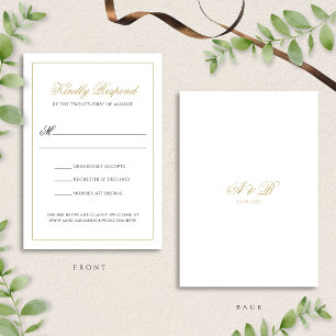 Cartons Réponse Classic Formal Noir & Or Monogramme Mariage