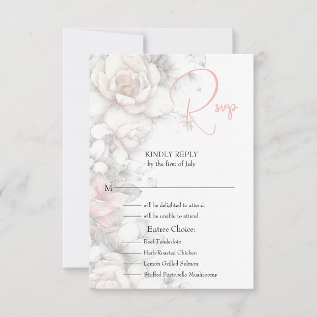 Cartons Réponse Classic Modern Ivory and Blush Floral  (Devant)