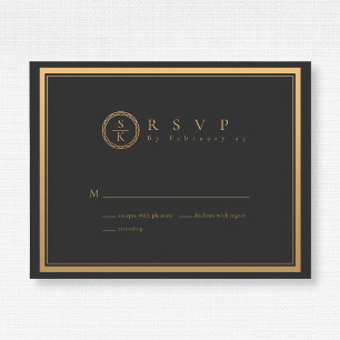 Cartons Réponse Classic Simple Elegance Gold Mariage noir